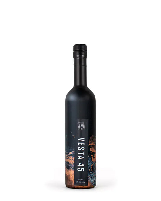 Our Limited Edition Barrel-aged Coffee Vodka, Vesta 45 is inspired by the Surf Highway 45. You will find decadent notes of dark chocolate and toasted oak.